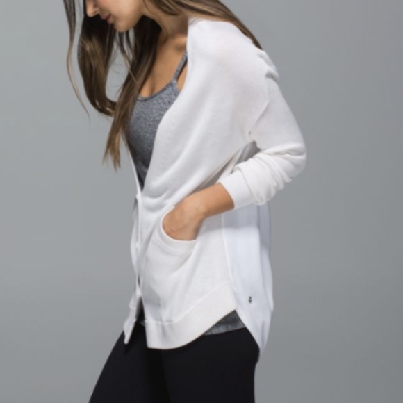 lululemon athletica Tops - Lululemon Cardi In The Front in heathered white, size S-M